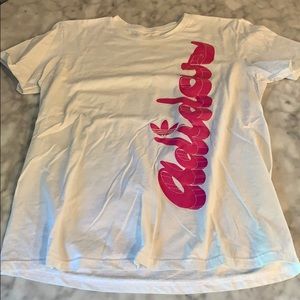 Adidas Men’s White Pink Graphic Tee Size Medium
